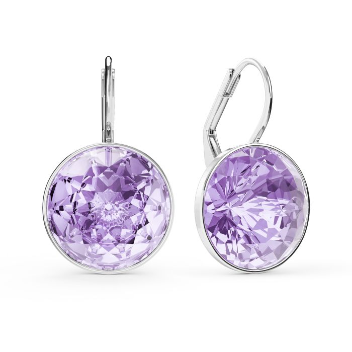 Bella Earrings 10 Carat Drop Earrings Violet Crystals Rhodium Plated