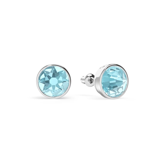 Mix Stud Carrier Earrings Aquamarine Crystals Rhodium Plated