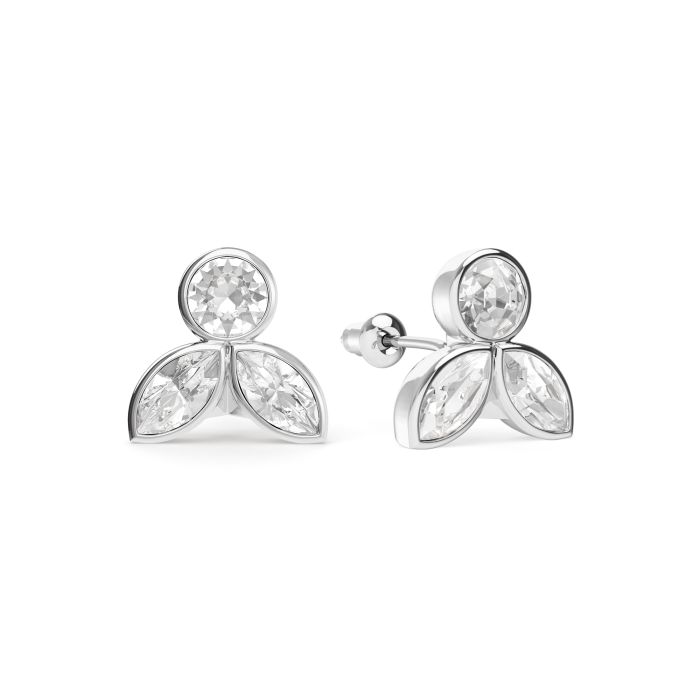 Ida Drop Mix Carrier Earrings Clear Rhodium Plated