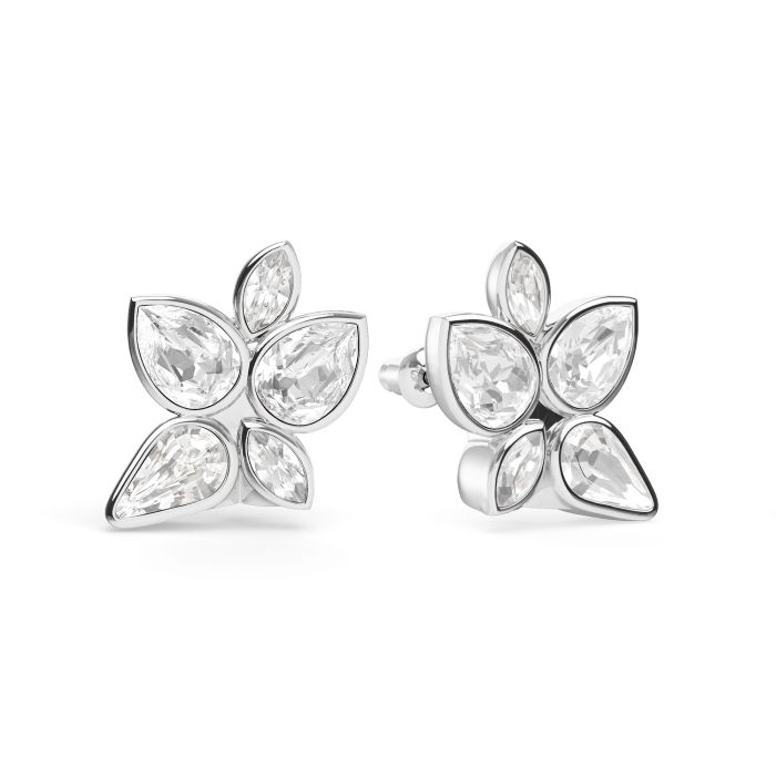 Edna Drop Mix Carrier Earrings Clear Rhodium Plated