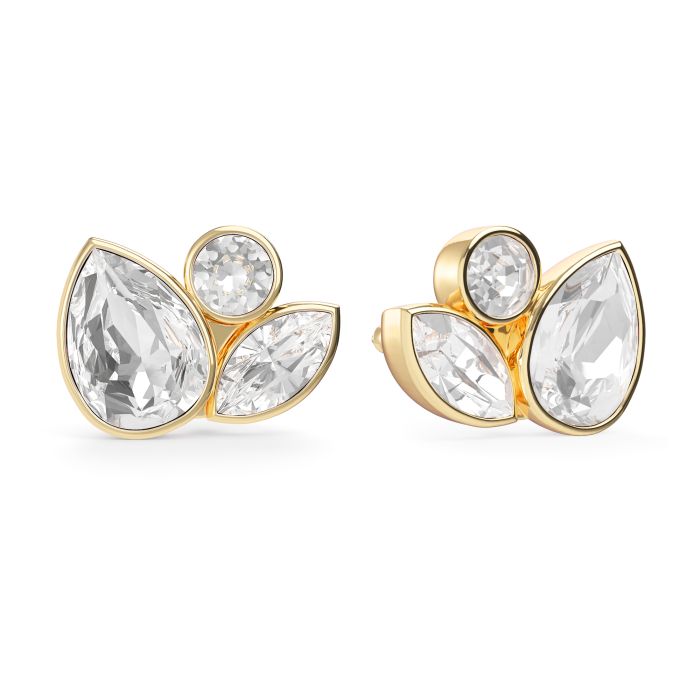 Katia Drop Mix Carrier Earrings Clear Gold Plated