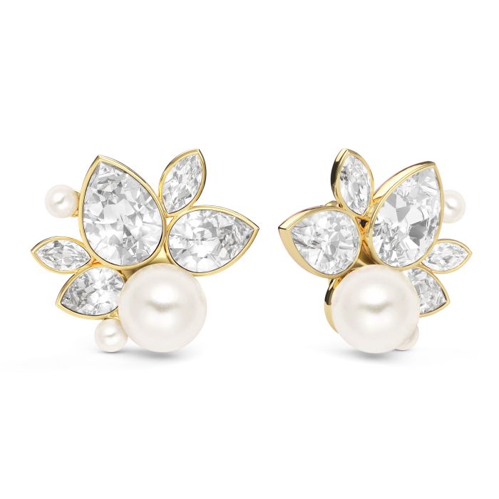 Chloe Mix Statement Carrier Earrings Clear Gold Plated