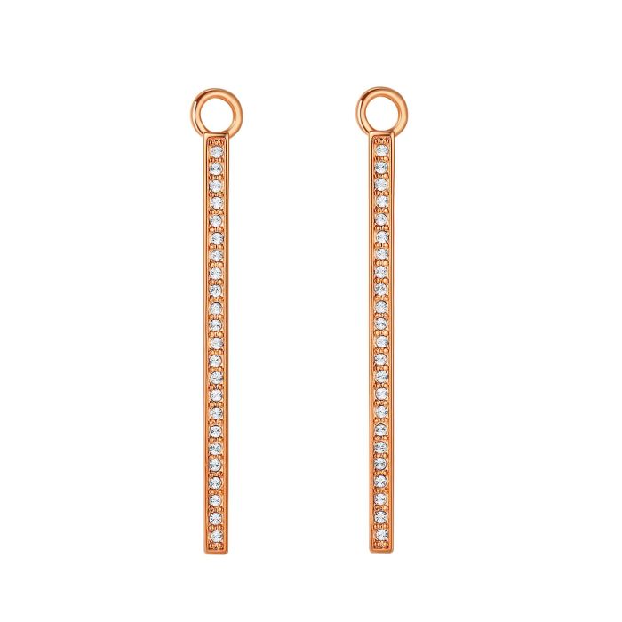 Vi Drop Bar Mix Hoop Earring Charms made with Clear Swarovski Crystals Rose Gold Plated