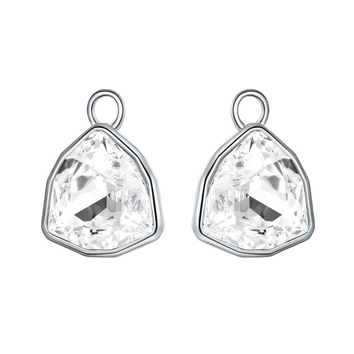 Trillion Statement Mix Hoop Earring Charms made with Clear Swarovski Crystals Rhodium Plated