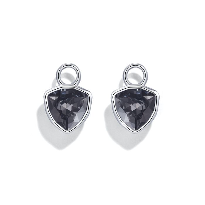 Trillion Mini Mix Charms with Crystal Silver Night Swarovski Crystal Rhodium Plated