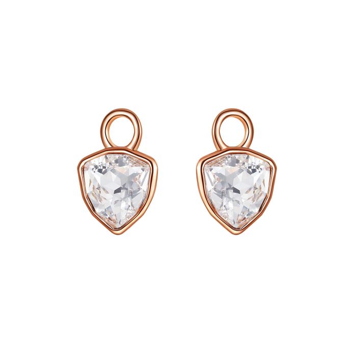 Trillion Mini Mix Charms with Clear Swarovski Crystal Rose Gold Plated