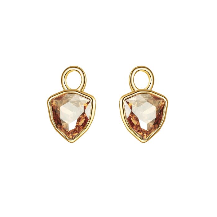 Trillion Mini Mix Charms with Crystal Golden Shadow Swarovski Crystal Gold Plated