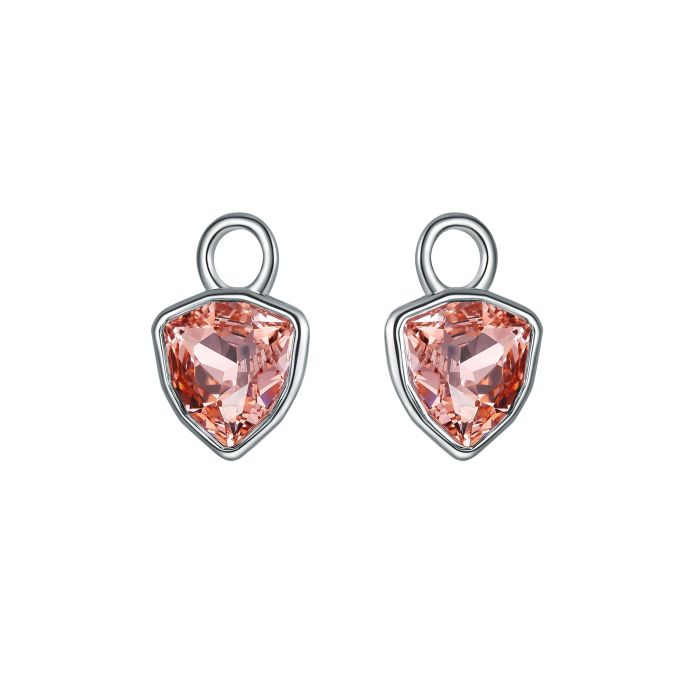 Trillion Mini Mix Charms with Vintage Rose Swarovski Crystal Rhodium Plated
