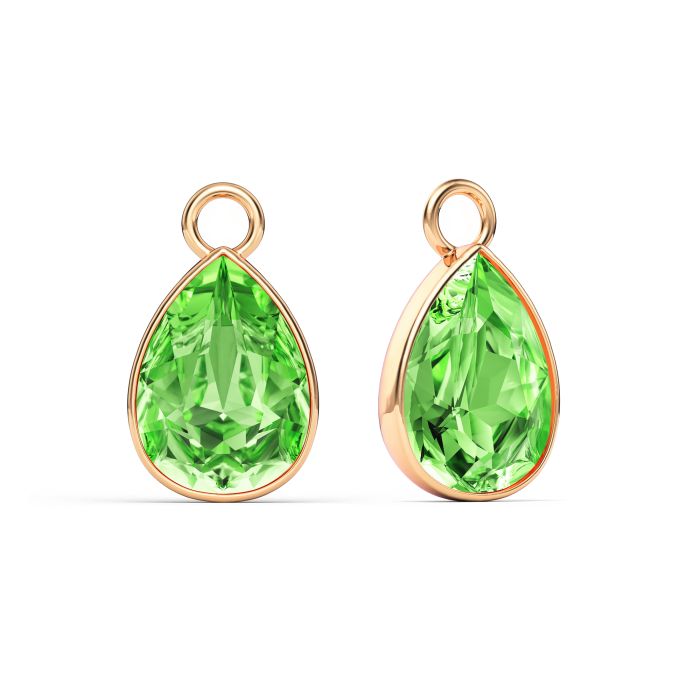 Statement Teardrop Mix Charms with Peridot Swarovski Crystals Rose Gold Plated