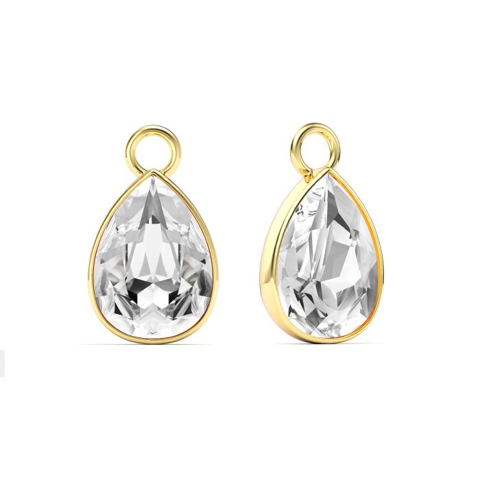Statement Teardrop Mix Charms with Clear Swarovski Crystals Gold Plated