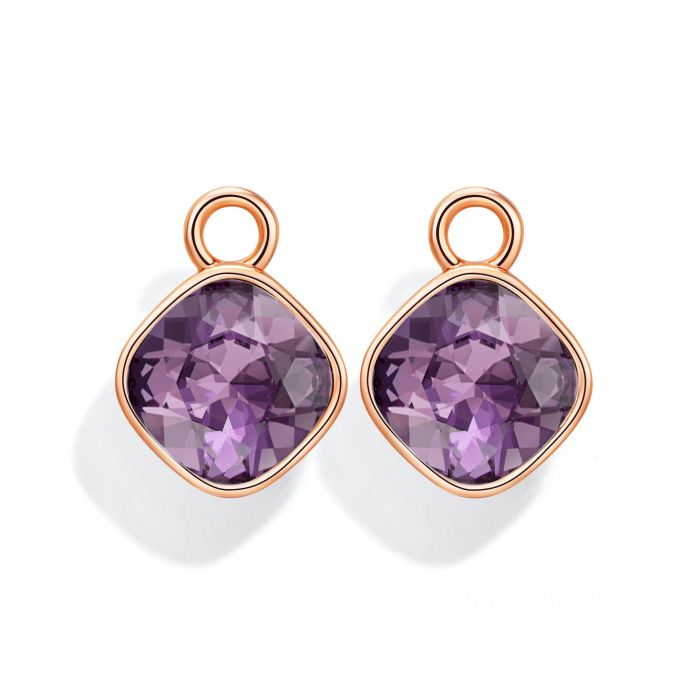 Cushion Mix Charms with Iris Swarovski Crystal Rose Gold Plated