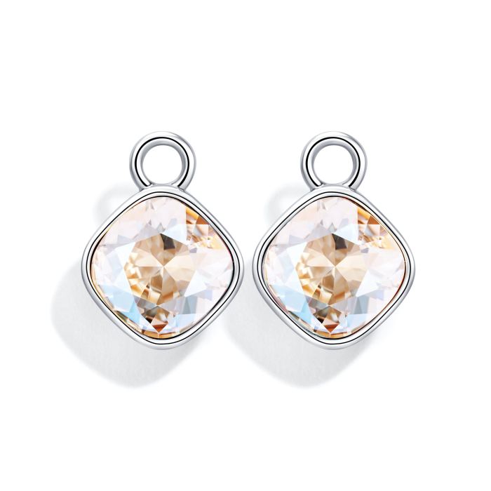 Cushion Mix Charms with Swarovski Crystal Moonlight Rhodium Plated