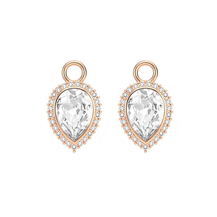 Angelic Pear Drop Mix Charms Clear Rose Gold Plated