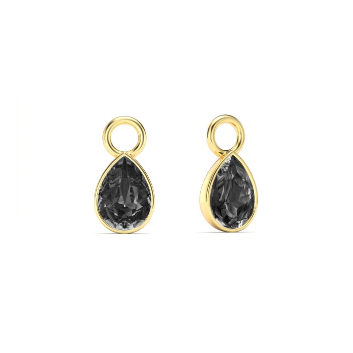 Petite Teardrop Mix Charms with Crystal Silver Night Crystals Gold Plated