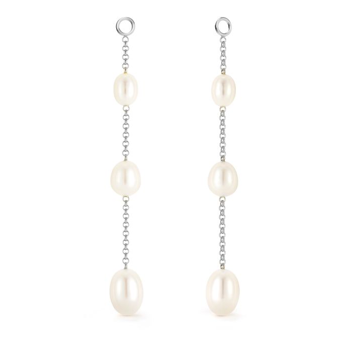 Triple Drop Freshwater Pearl Mix Charm Rhodium Plated