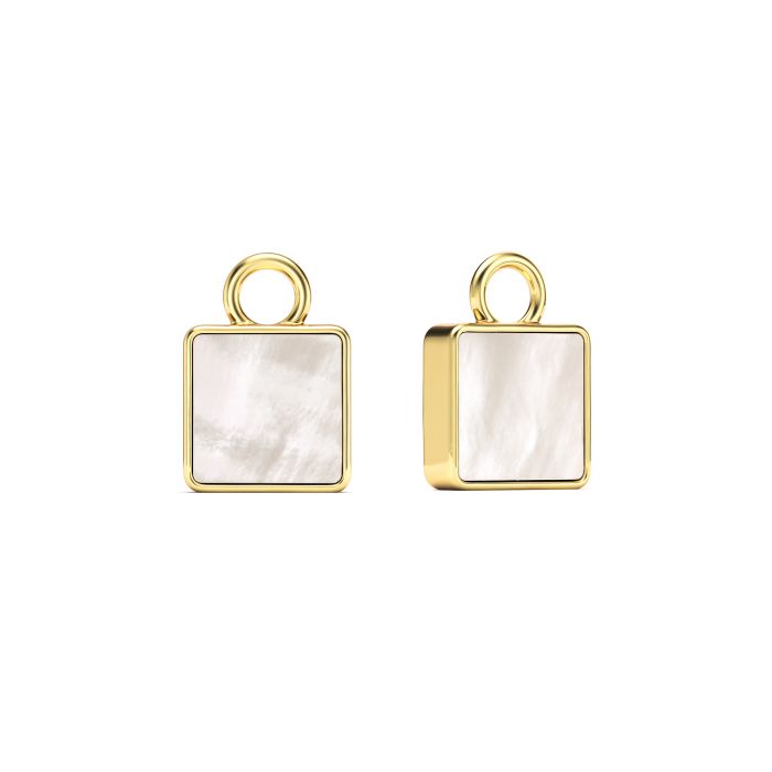 Square Mix Charms Mother of Pearl Gold Plated