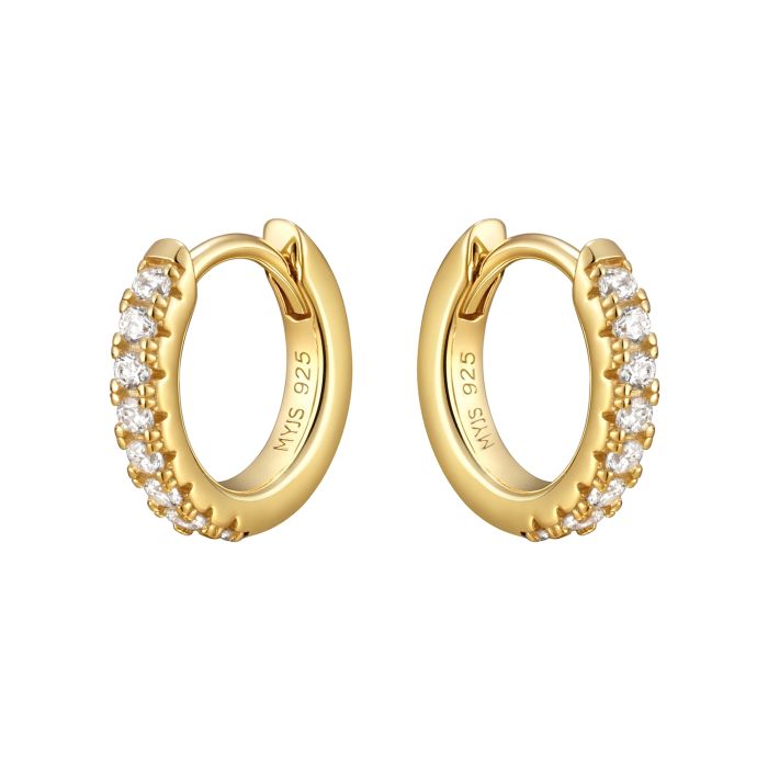 Eternity Metro Mix Hoop Carrier Earrings in Sterling Silver Clear Gold Plated