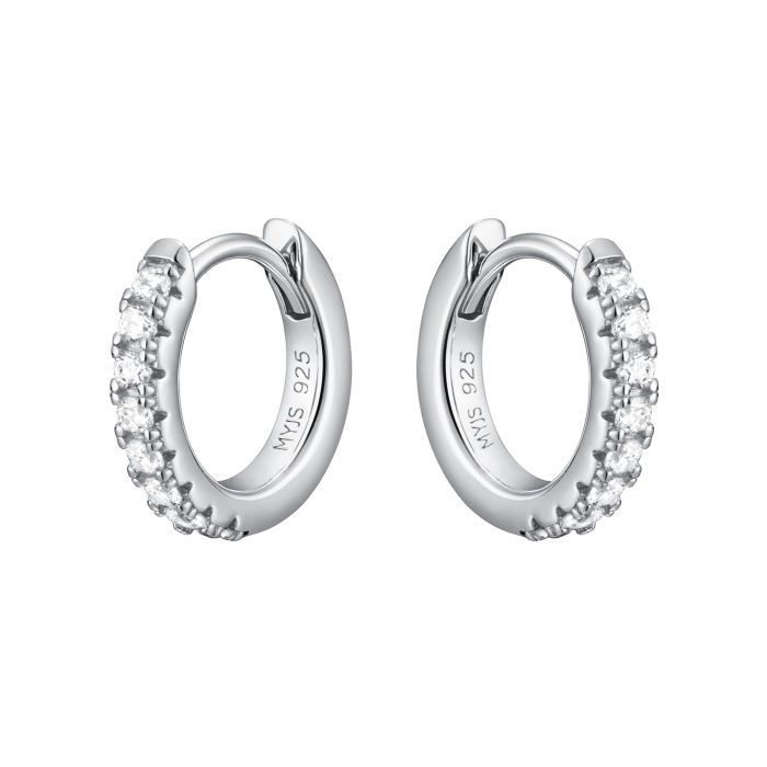 Eternity Metro Mix Hoop Carrier Earrings in Sterling Silver Clear Rhodium Plated
