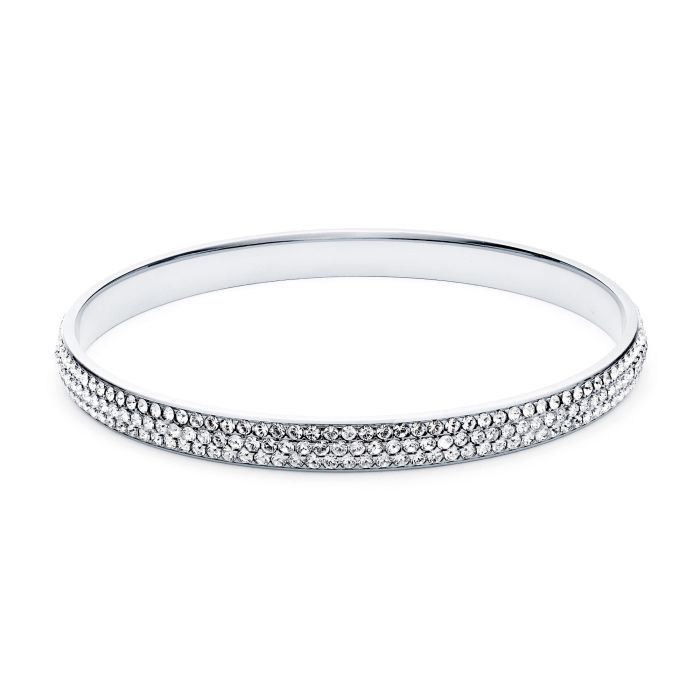 Show Stopper Crystal Stone Pave Bangle Rhodium Plated