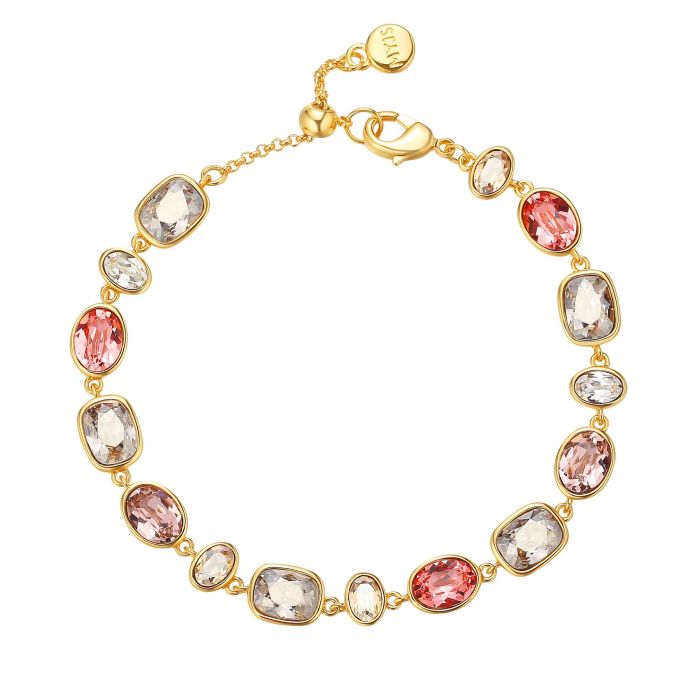 Festival Rose Bracelet with Swarovski Crystals Bridal Gold Plated