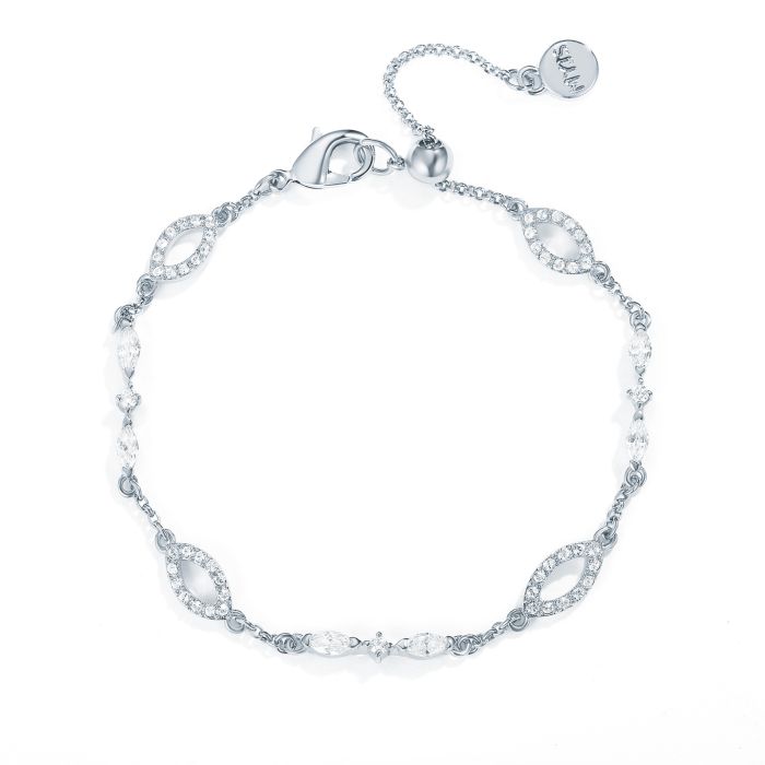 Continuity Bracelet with Clear Swarovski Crystals Rhodium Plated