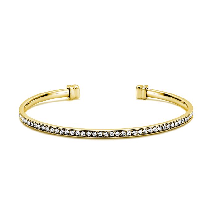 Eternity Metro Open Bangle with Clear Austrian Crystals Gold Plated