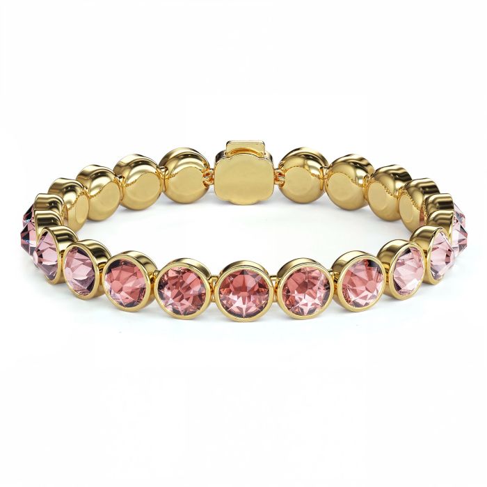 Statement Tennis Bracelet with Vintage Rose Crystals Gold Plated
