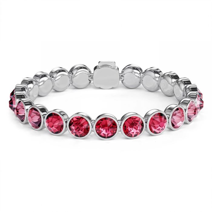 Statement Tennis Bracelet with Rose Crystals Rhodium Plated