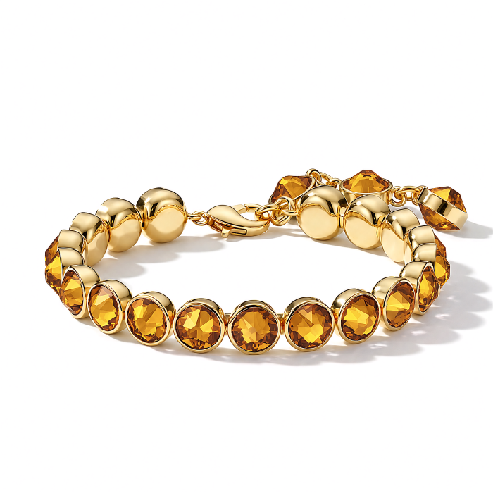 Signature Tennis Bracelet Topaz Gold Plated