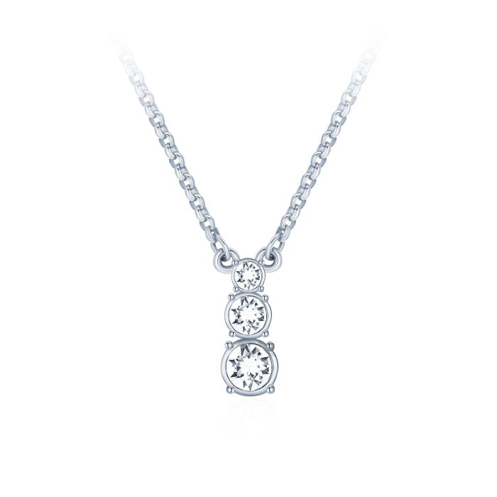 Attract Trilogy Round Pendant with Clear Austrian Crystals Rhodium Plated