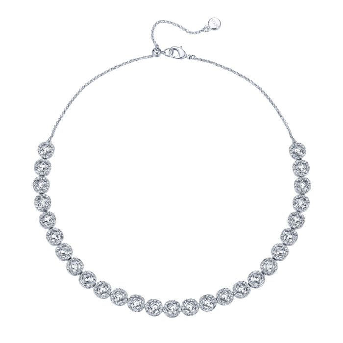 Angelic Square Necklace Crystals Rhodium Plated