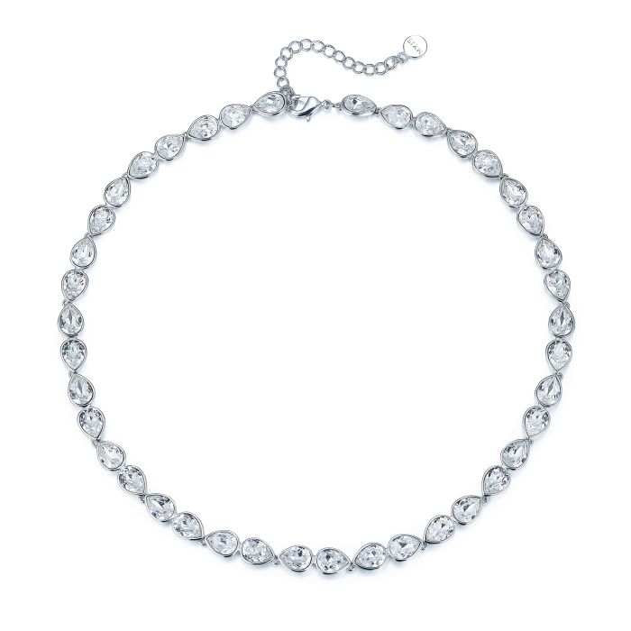 Talesia Necklace with Clear Swarovski Crystals Rhodium Plated Bridal