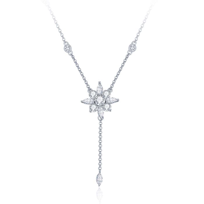 Camelia Stella Star Drop Necklace with Clear CZ