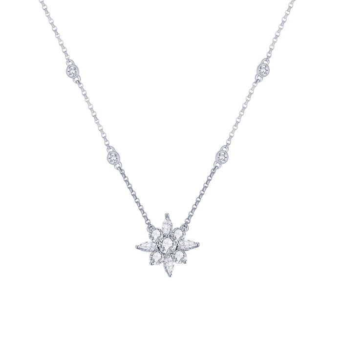 Camelia Stella Star Necklace with Clear CZ
