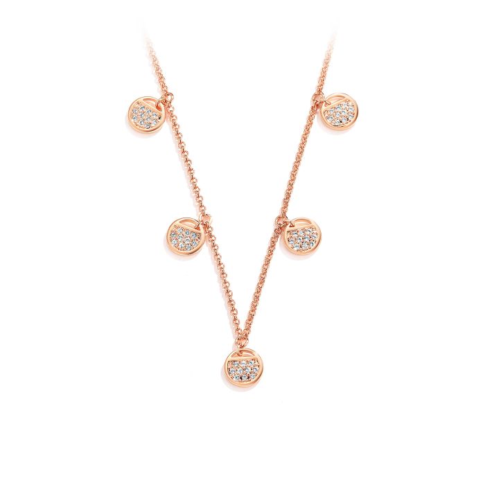 Ginger Layered Necklace with Clear Swarovski Crystals Rose Gold Plated