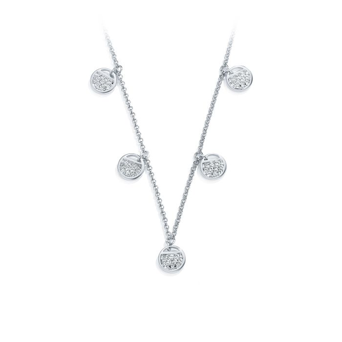Ginger Layered Necklace with Clear Swarovski Crystals Rhodium Plated