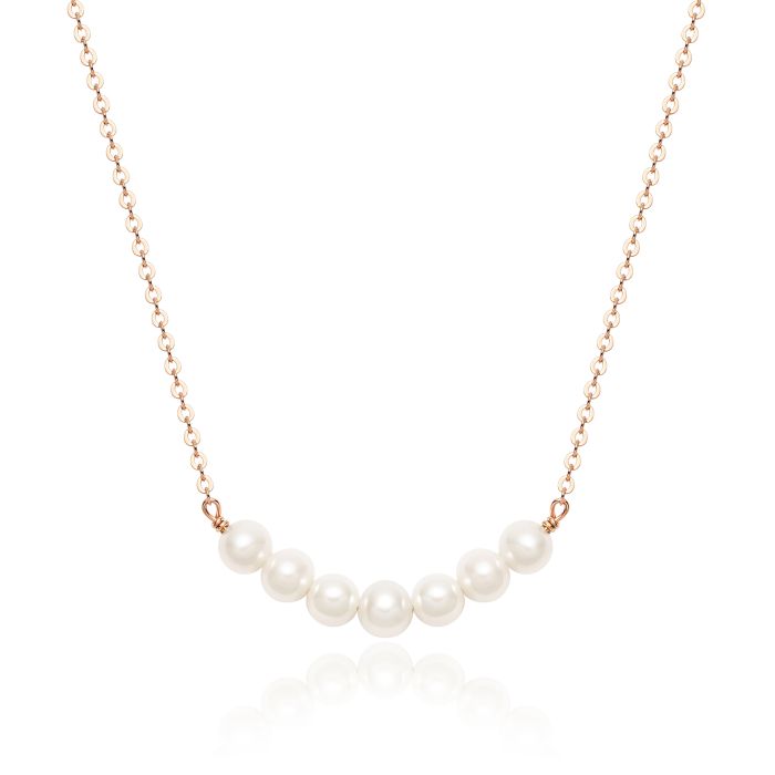 Organic Freshwater Pearl Bar Necklace Rose Gold Plated