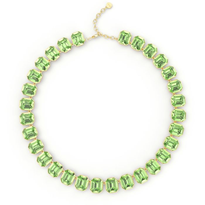 Octagon Sensational Statement Necklace Peridot Crystals Gold Plated