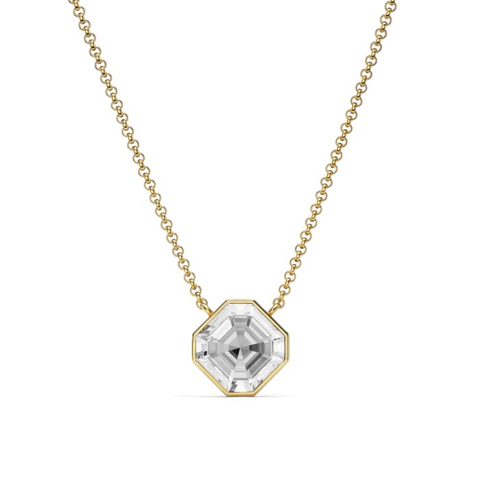 Asscher Pendant Necklace with Clear Crystals Gold Plated