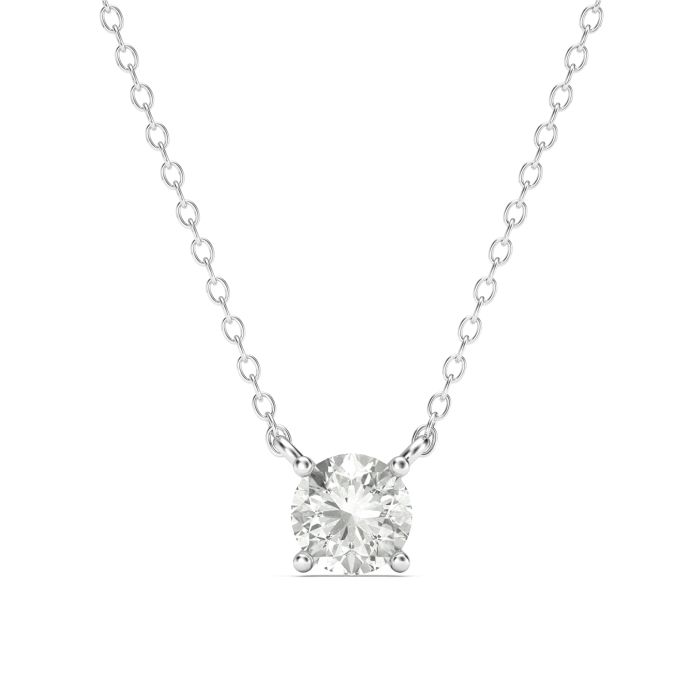 1.0 Carat DE VS+ IGI Certified Lab Grown Diamond Solitaire Pendant Sterling Silver Clear Rhodium Plated
