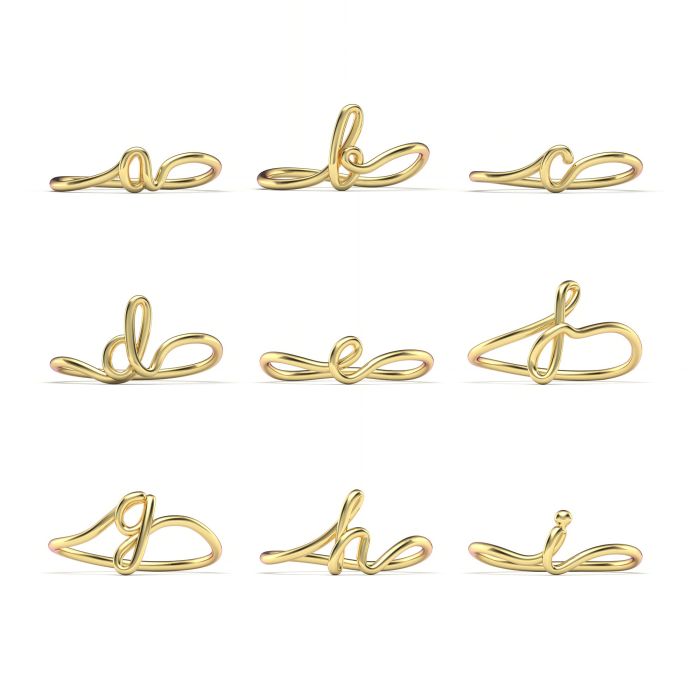 Calligraphy Single Initial Personalised Ring in Sterling Silver