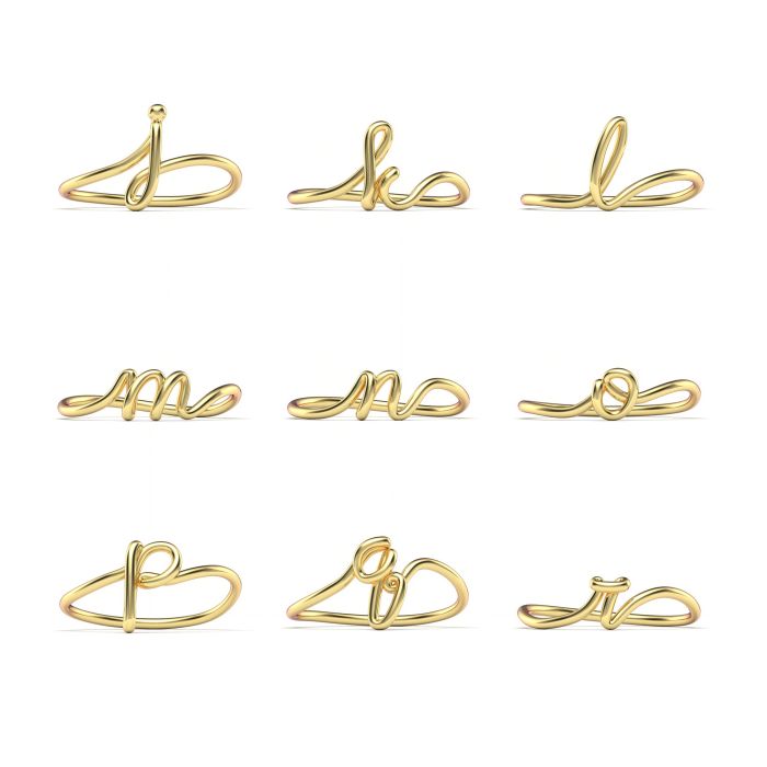 Calligraphy Single Initial Personalised Ring in Sterling Silver