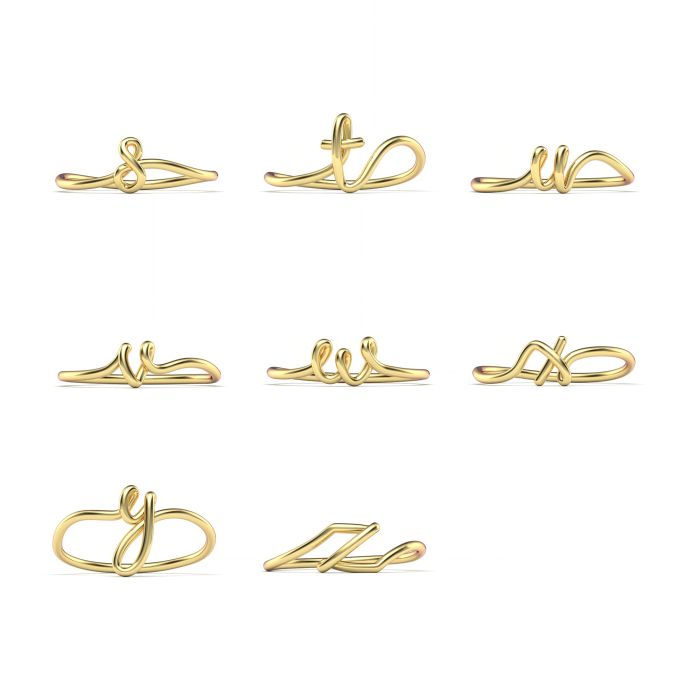 Calligraphy Single Initial Personalised Ring in Sterling Silver