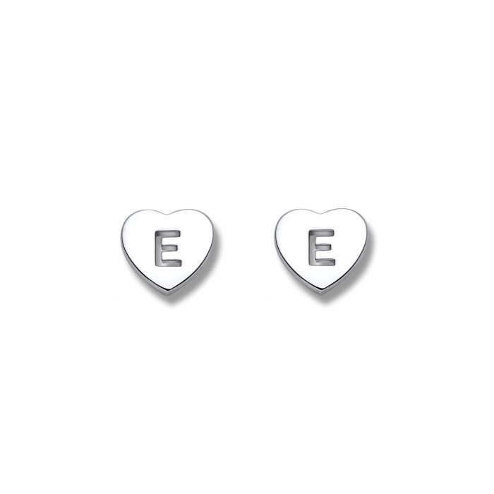 Personalised Holepunched Heart Button Stud Earrings in Sterling Silver