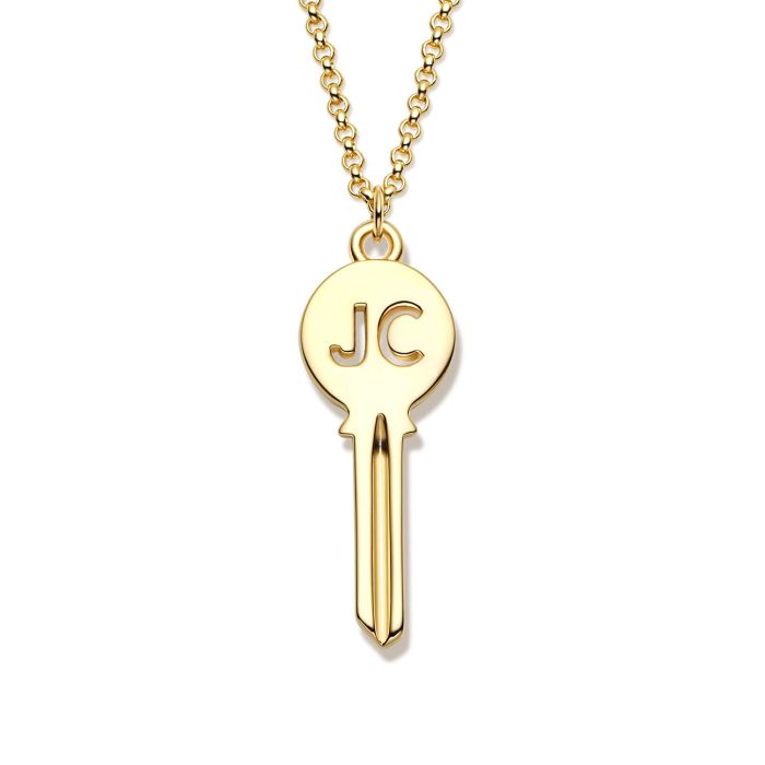 Personalised Holepunched Circle Key Necklace in Sterling Silver