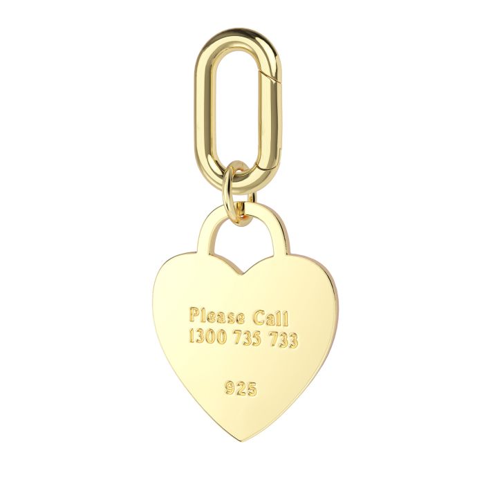 Personalised Enamel Heart Brass Pet Name Tag