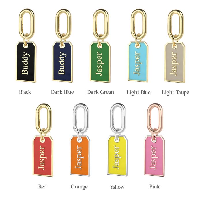 Personalised Enamel Rectangle Brass Pet Name Tag