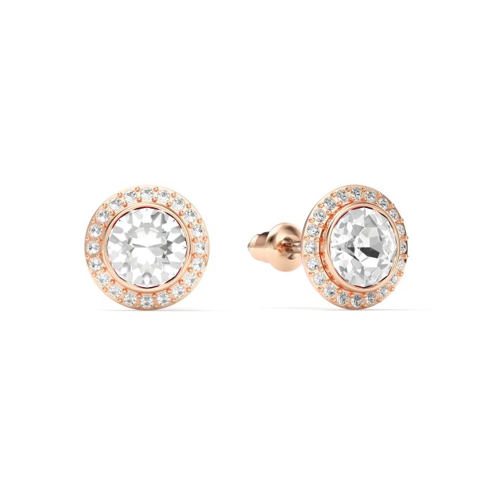 Angelic Stud Earrings Clear Crystals Rose Gold Plated