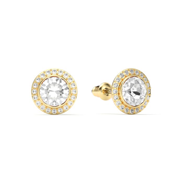 Angelic Stud Earrings Clear Crystals Gold Plated
