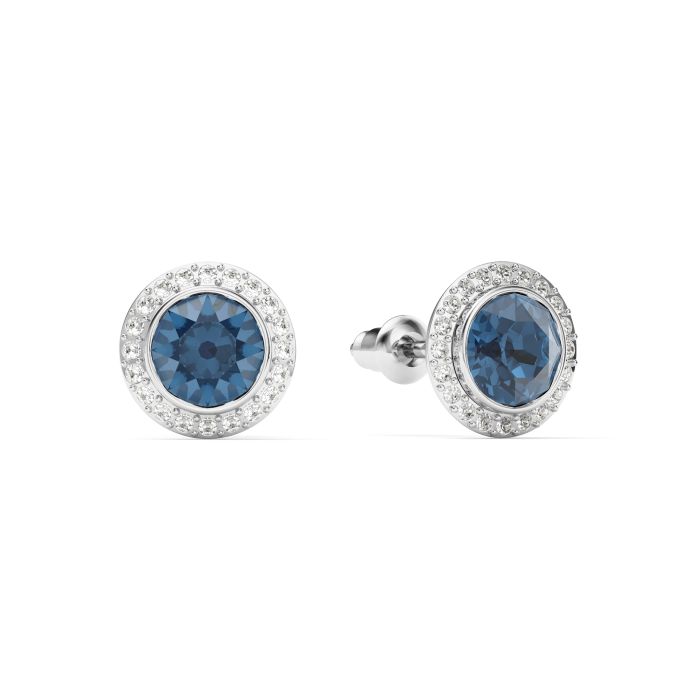 Angelic Stud Earrings Denim Blue Crystals Rhodium Plated